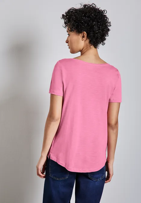 Basic T-Shirt in Unifarbe sunset pink