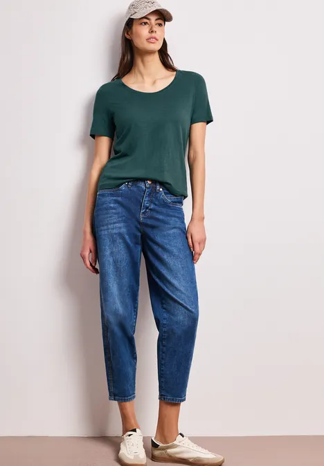 Basic Shirt met V-hals in effen kleur mediterra green Basic Shirt met V-hals in effen kleur mediterra green