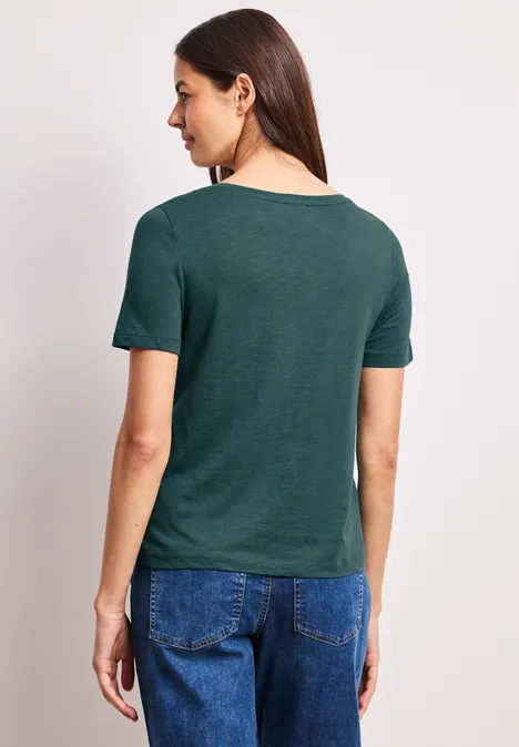Basic Shirt met V-hals in effen kleur mediterra green Basic Shirt met V-hals in effen kleur mediterra green