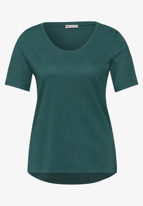 Basic Shirt met V-hals in effen kleur mediterra green Basic Shirt met V-hals in effen kleur mediterra green