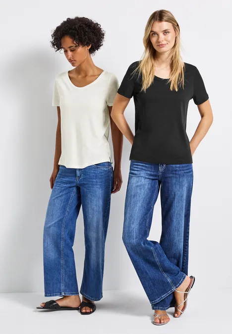 2-pack V-hals Shirt off white/black
