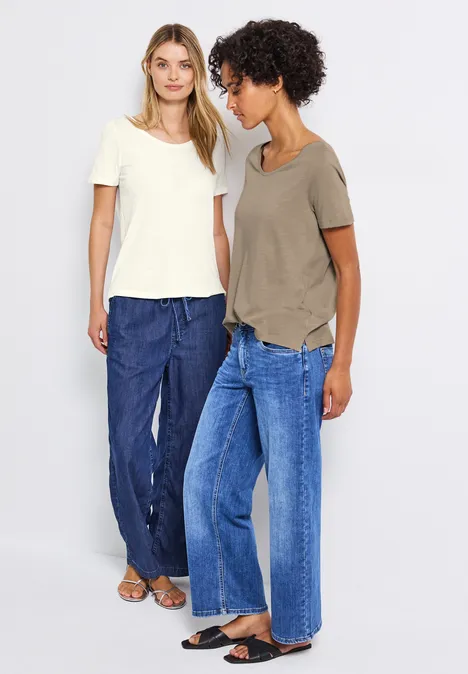 2-pack V-hals Shirt off white/safari beige