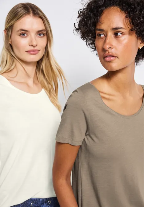 2-pack V-hals Shirt off white/safari beige