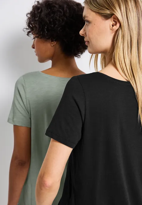 2-pack V-hals Shirt black/dusty milky green