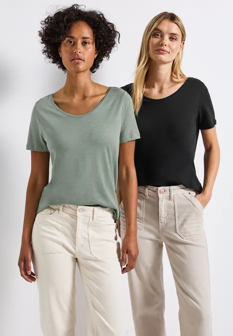 2-pack V-hals Shirt black/dusty milky green