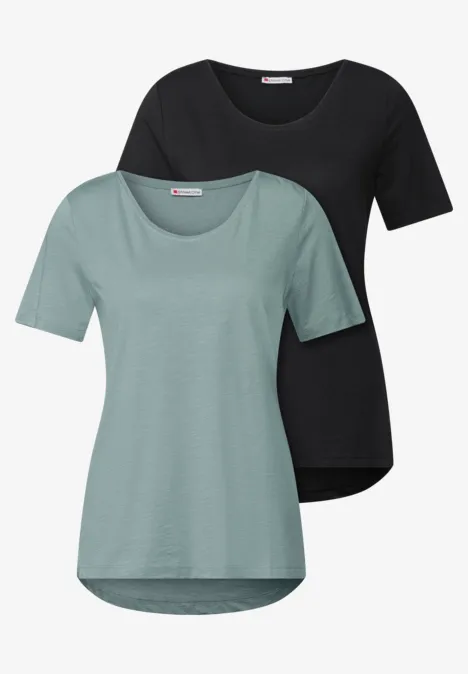 2er-Pack V-Neck T-Shirt arona blue/black