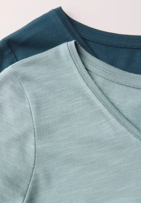 2er-Pack V-Neck T-Shirt tide blue/arona blue