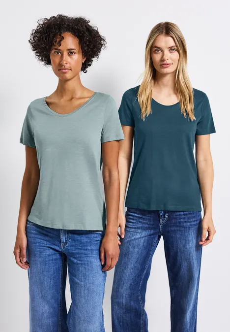 2er-Pack V-Neck T-Shirt tide blue/arona blue