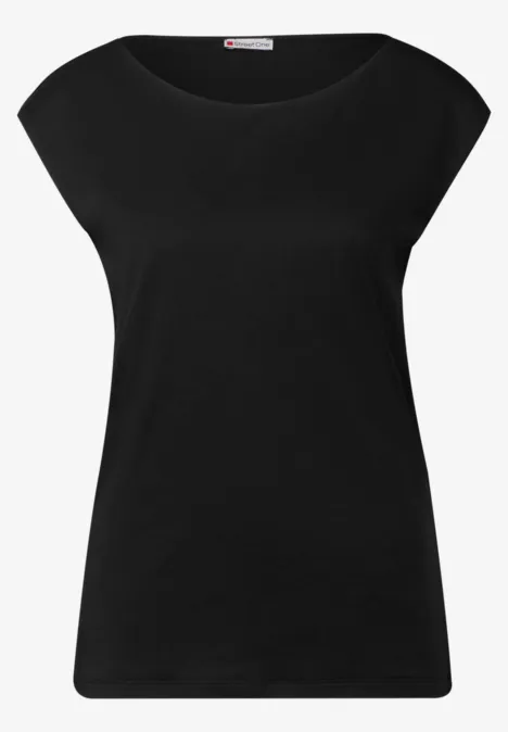 Shirt mit U-Boot-Ausschnitt Black