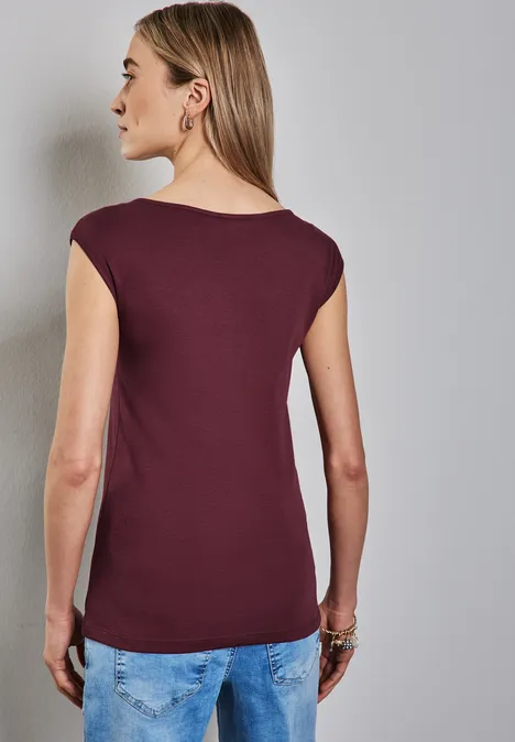 T-shirt avec encolure en U dark cherry red