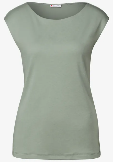 Shirt mit U-Boot-Ausschnitt dusty milky green