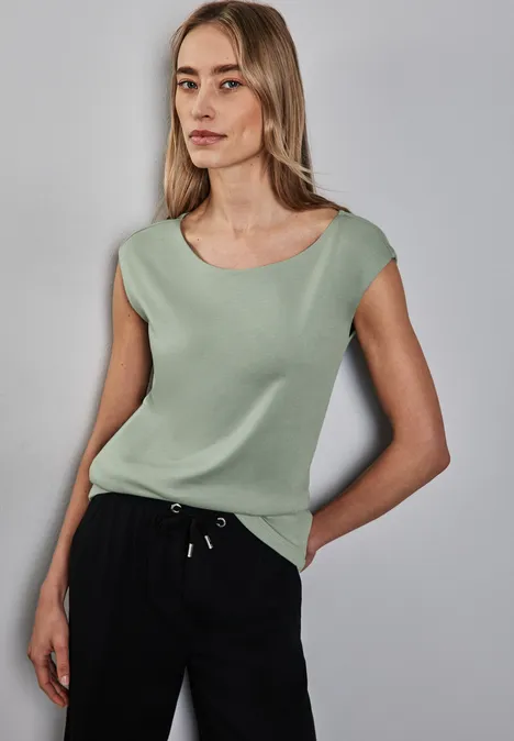 Shirt mit U-Boot-Ausschnitt dusty milky green
