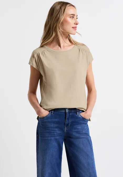 T-shirt avec fronces coastal beige