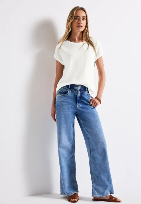 T-shirt à structure mixte off white