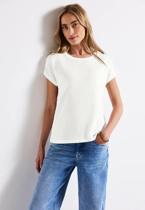 T-shirt à structure mixte off white