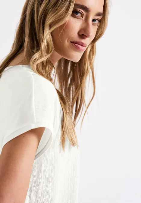 T-shirt à structure mixte off white