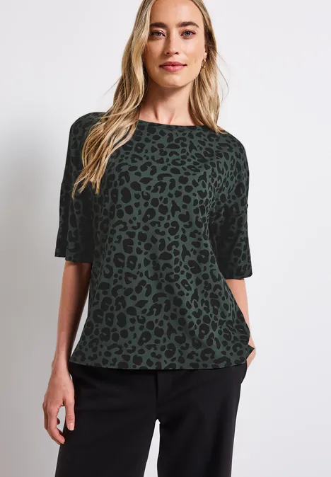 T-shirt léopard mid green