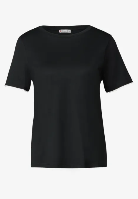 Basic Shirt mit Deko-Tape Black