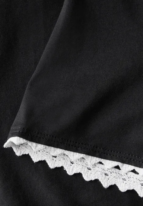 Basic Shirt mit Deko-Tape Black