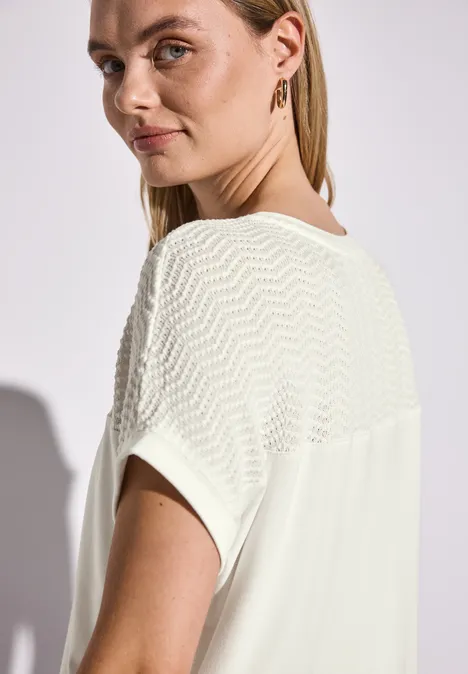 T-shirt avec détail ajouré off white