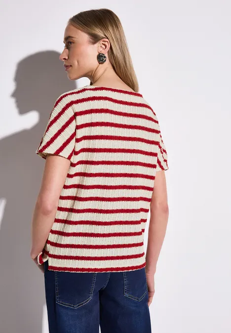 T-shirt à rayures structurées glory red