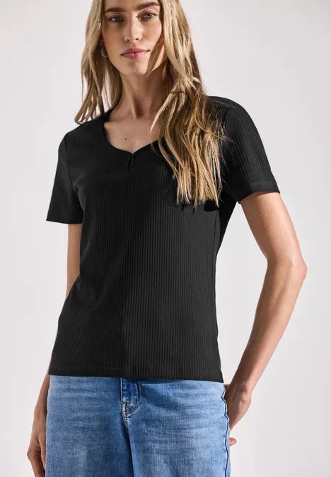 T-Shirt mit Dekortape Black