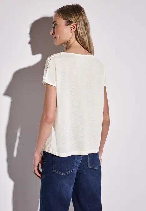 T-shirt avec détail en dentelle off white