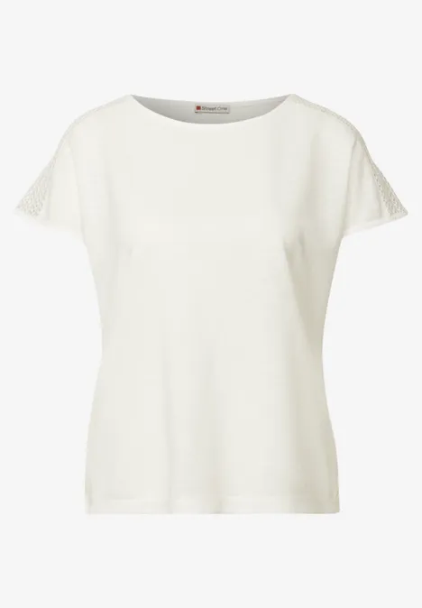 T-shirt avec détail en dentelle off white