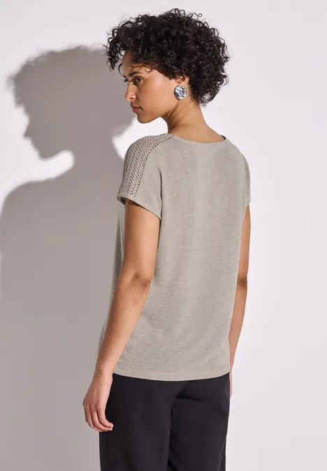 Shirt mit Spitzendetail moonstone sand
