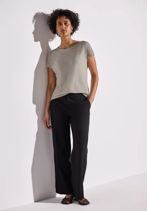 Shirt mit Spitzendetail moonstone sand