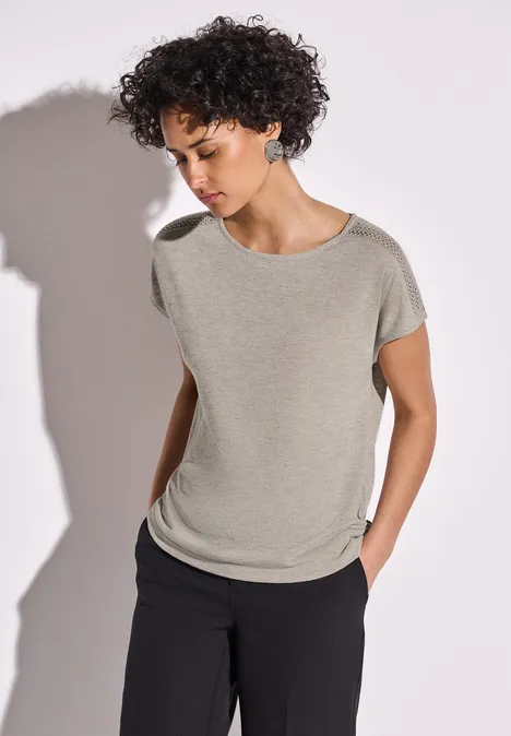 Shirt mit Spitzendetail moonstone sand
