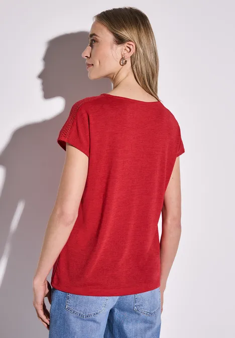 T-shirt avec détail en dentelle glory red