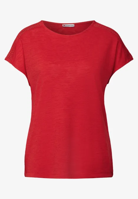 T-shirt avec détail en dentelle glory red