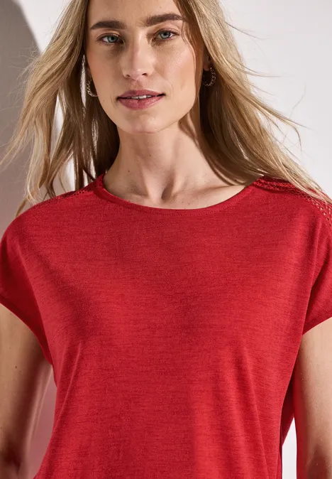 T-shirt avec détail en dentelle glory red