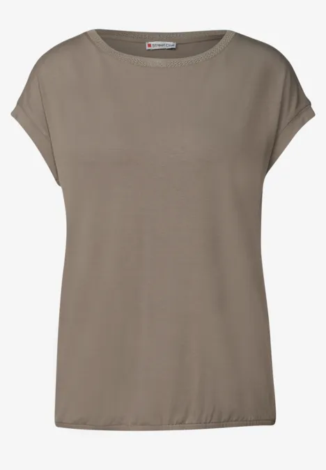 Shirt met decoratieve tape stone brown