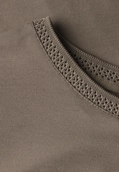Shirt met decoratieve tape stone brown