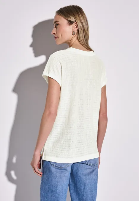 Shirt mit Streifenstruktur off white