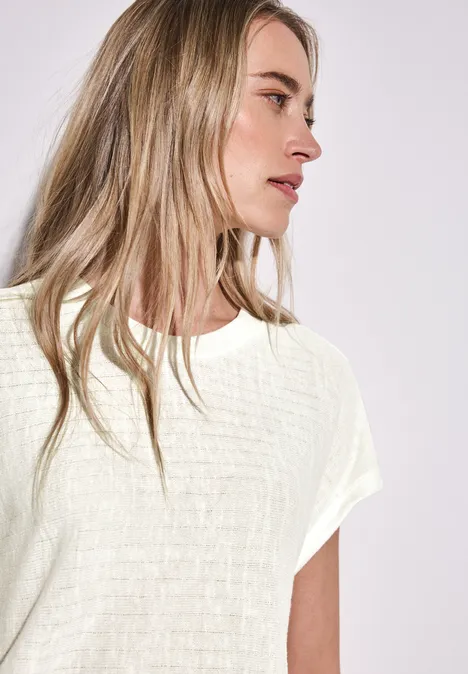 Shirt mit Streifenstruktur off white