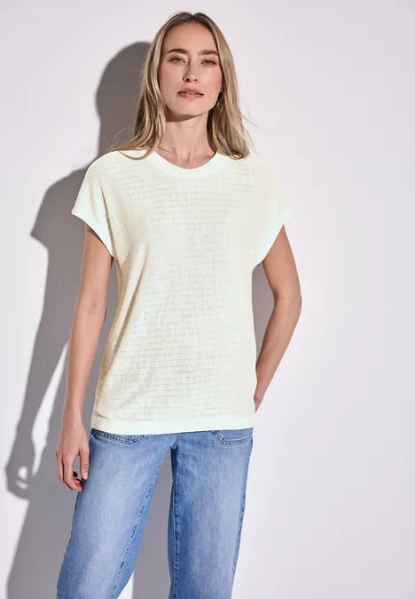 Shirt mit Streifenstruktur off white