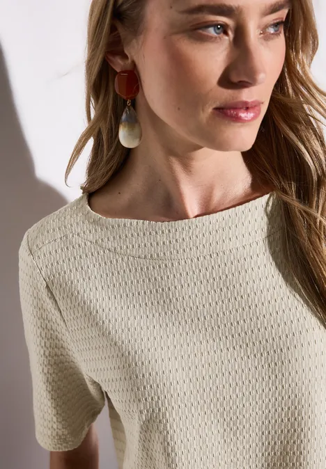 T-Shirt mit Struktur moonstone sand