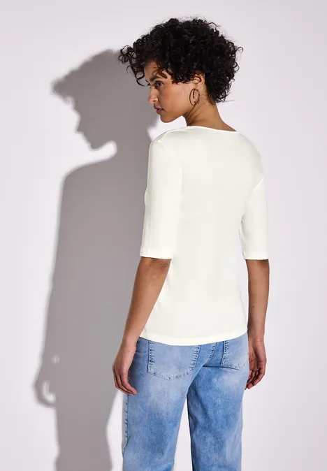 T-Shirt mit Herzausschnitt off white