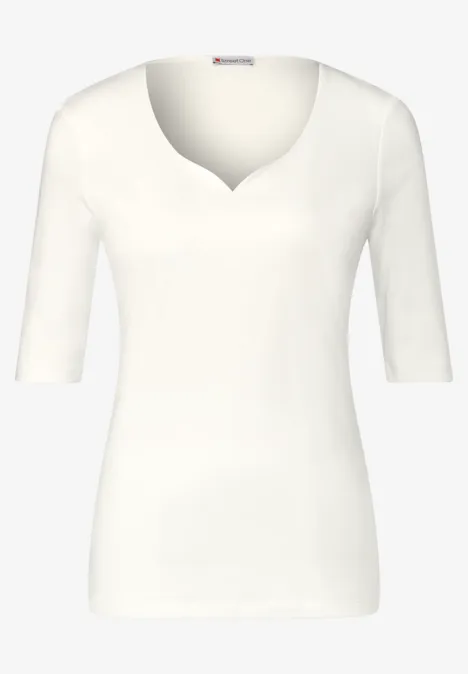 T-Shirt mit Herzausschnitt off white