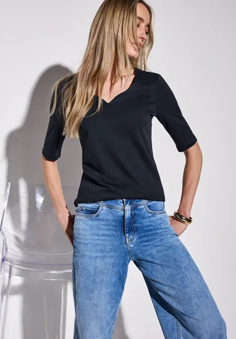 T-Shirt mit Herzausschnitt deep blue