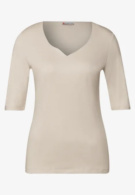 T-Shirt mit Herzausschnitt moonstone sand