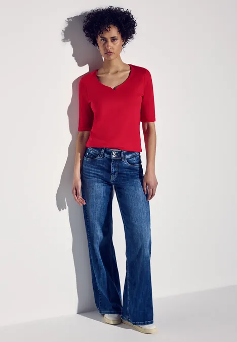 Shirt met hartvormige halslijn glory red