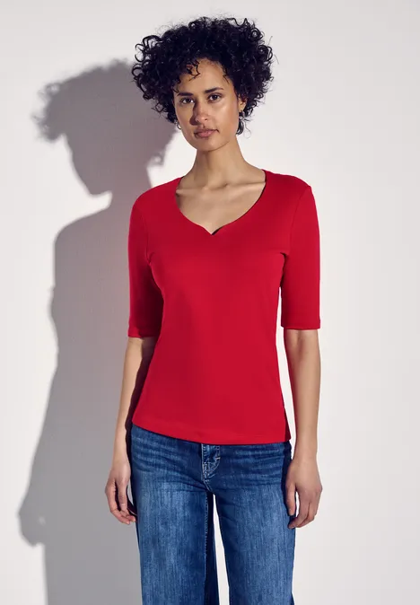 Shirt met hartvormige halslijn glory red