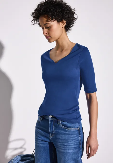 T-Shirt mit Herzausschnitt dodger blue