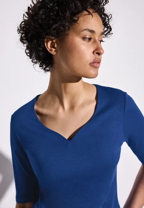 T-Shirt mit Herzausschnitt dodger blue