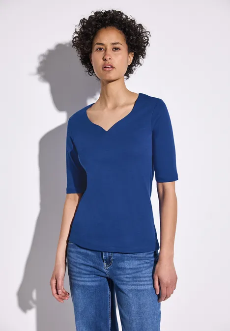 T-Shirt mit Herzausschnitt dodger blue