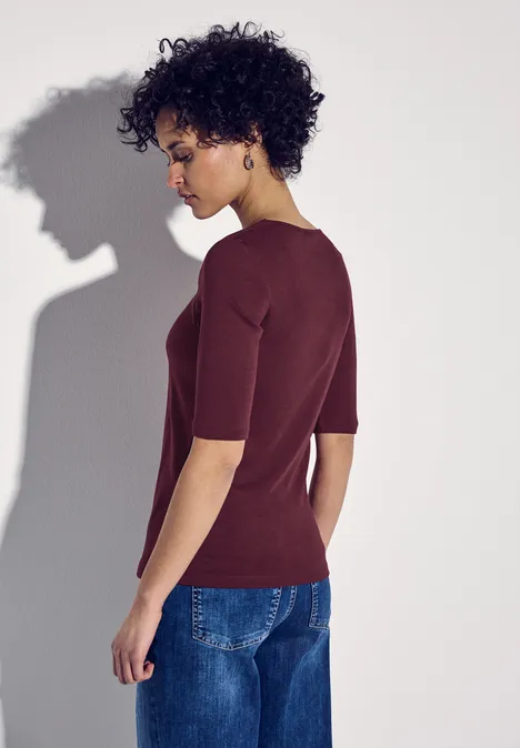 T-Shirt mit Herzausschnitt dark cherry red
